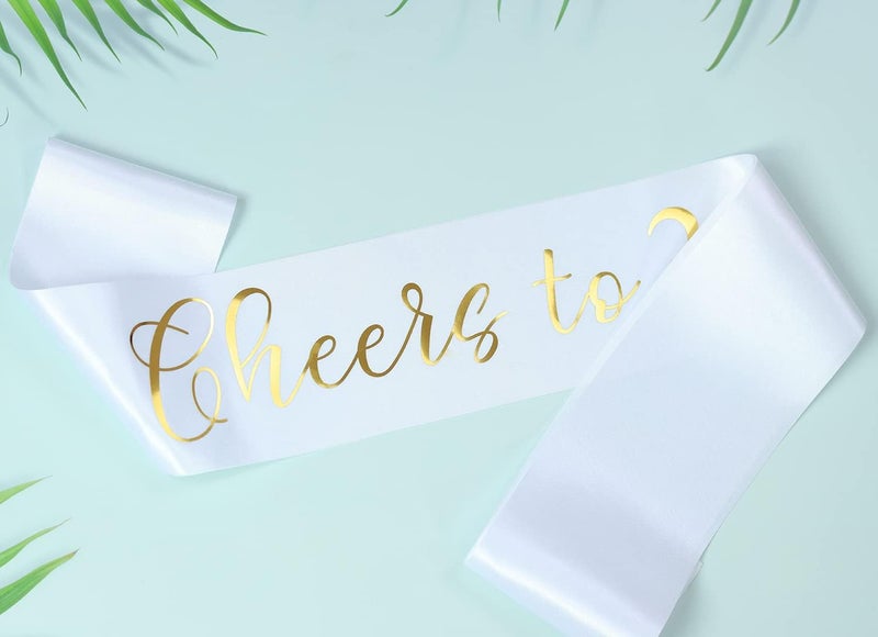Docooniver It's my 36th Birthday Sash for Women and Men,Cheers to 36,Happy 36th Birthday Sash White with Gold Foil Lettering. - Image 3